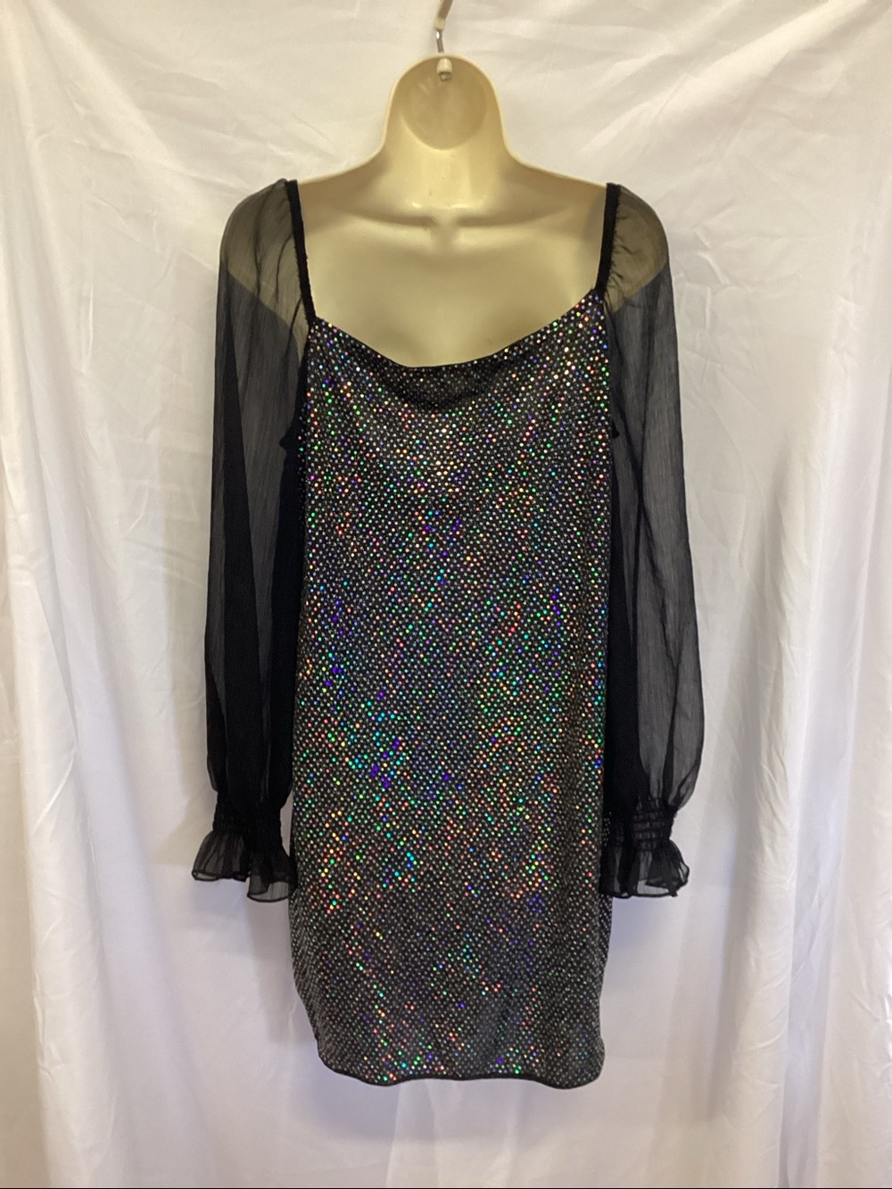 SHEIN Curve Sparkly Dress With Sheer Sleeves - Picture 4 of 5